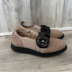 Diane B Bruno Ricci Suede Floral Loafer Shoes Women 9 Beige Indie Italy Academia